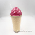 Hot sale Products Wholesale 16oz Reusable Double Wall Custom color Drink Ice Cream Plastic Cup with Lid